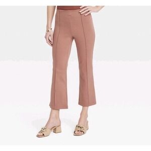 A New Day‎ NWT XS High Rise Pintuck Ponte Kick Flare Cropped Pants Camel Stretch